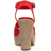 Fey Womens Buckle Block Heel Platform Sandals