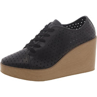 Unfazed Womens Faux Leather Lifestyle Wedge Heels 11 Medium Black
