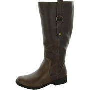 Womens Faux Leather Wide Calf Riding Boots