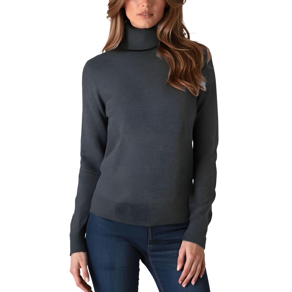 Womens Solid Cotton Turtleneck Sweater