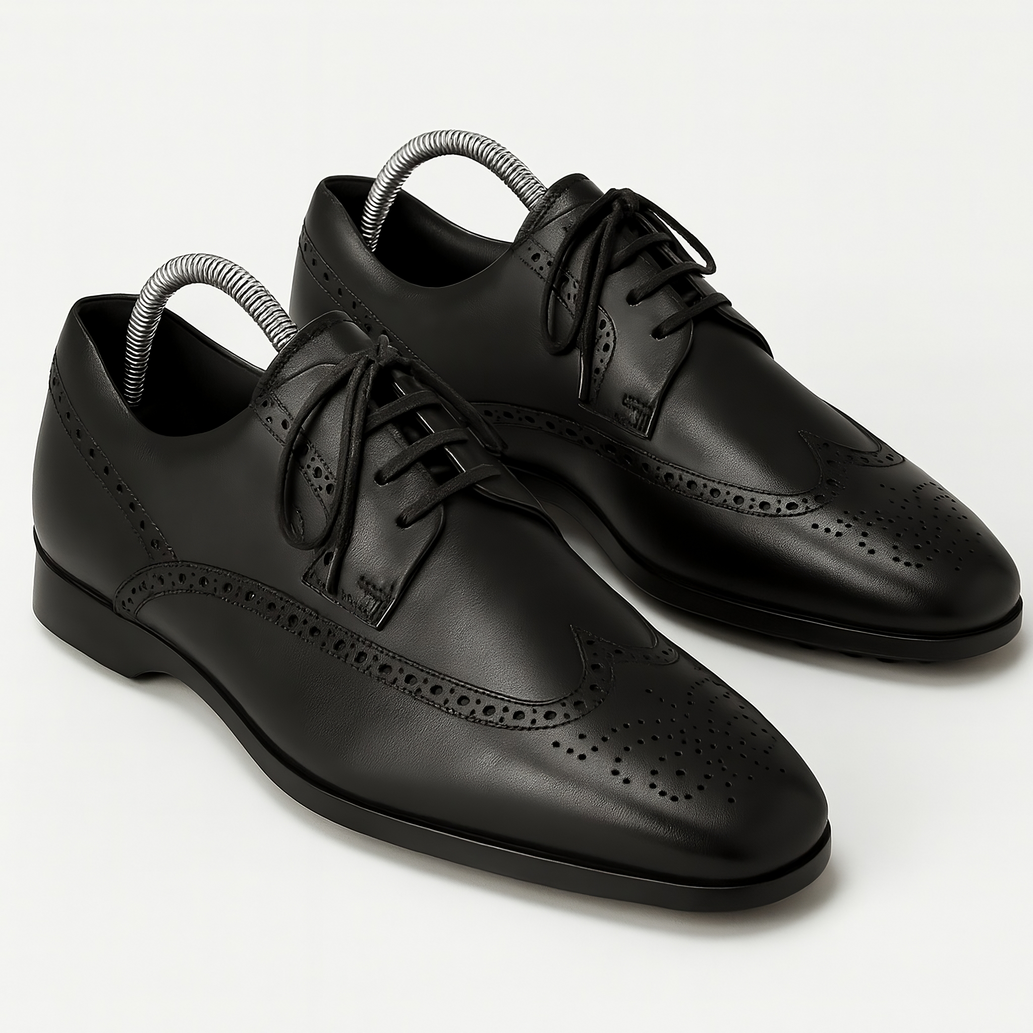 Tods Leather Longwing Brogue Derby Shoes Black