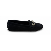 Tods Women's Pebbled Leather Loafers in Black