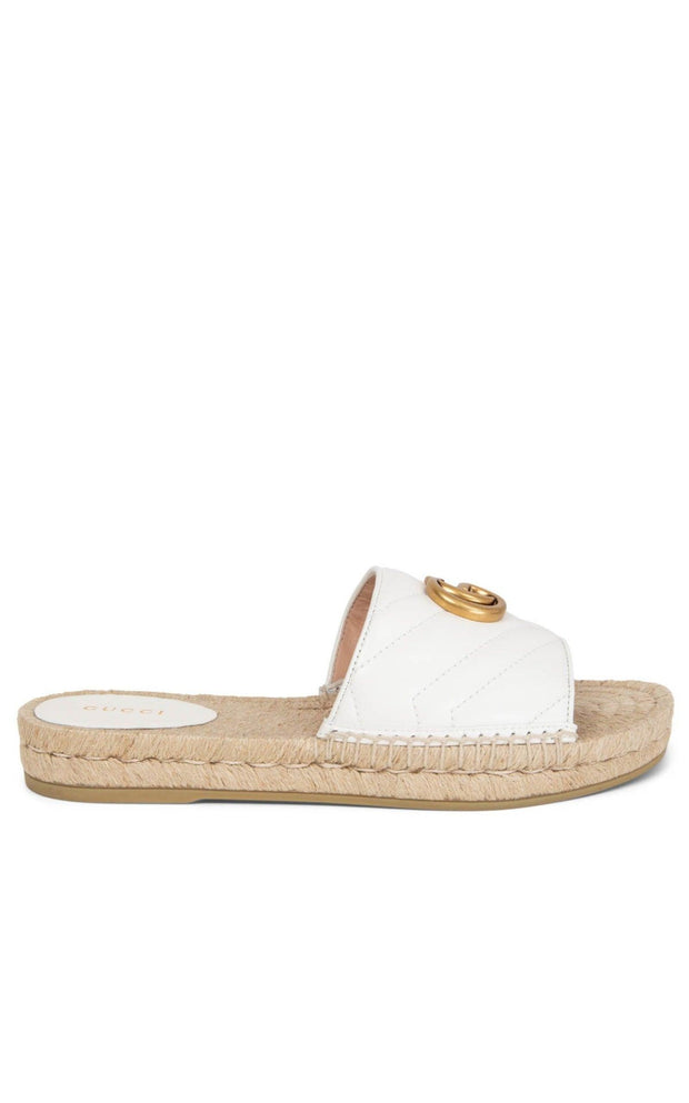 Gg Logo Quilted Leather Espadrilles