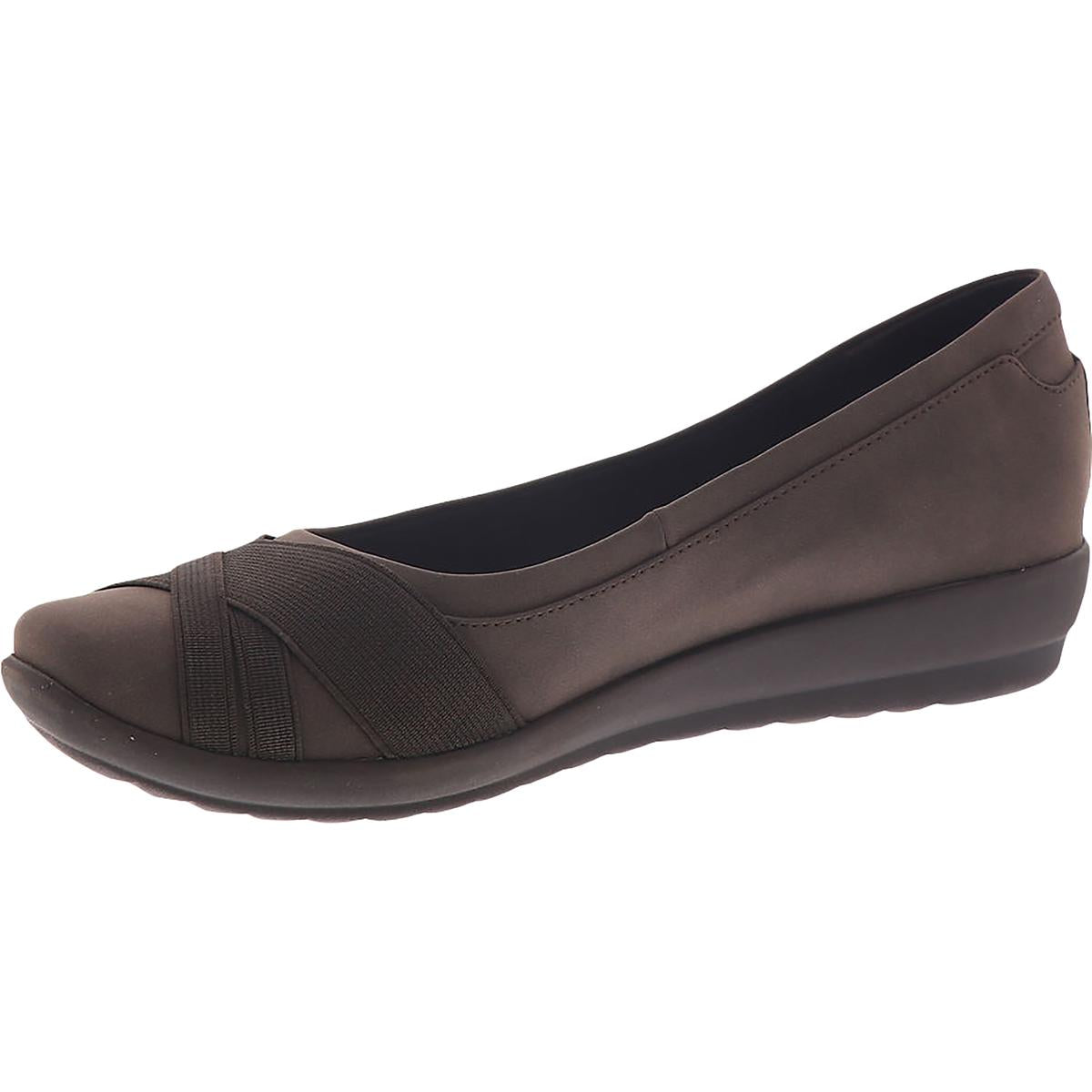 Easy Spirit Womens Acasia 3 Faux Leather Slip On Ballet Flats