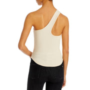 Mia Womens Ribbed Knit One Shoulder Tank Top