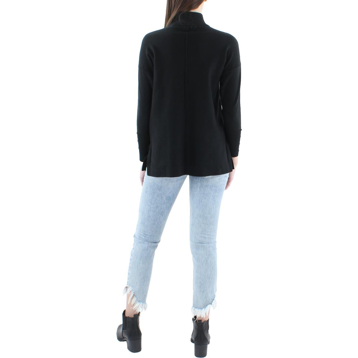 Womens Mock Collar Ribbed Trim Pullover Sweater