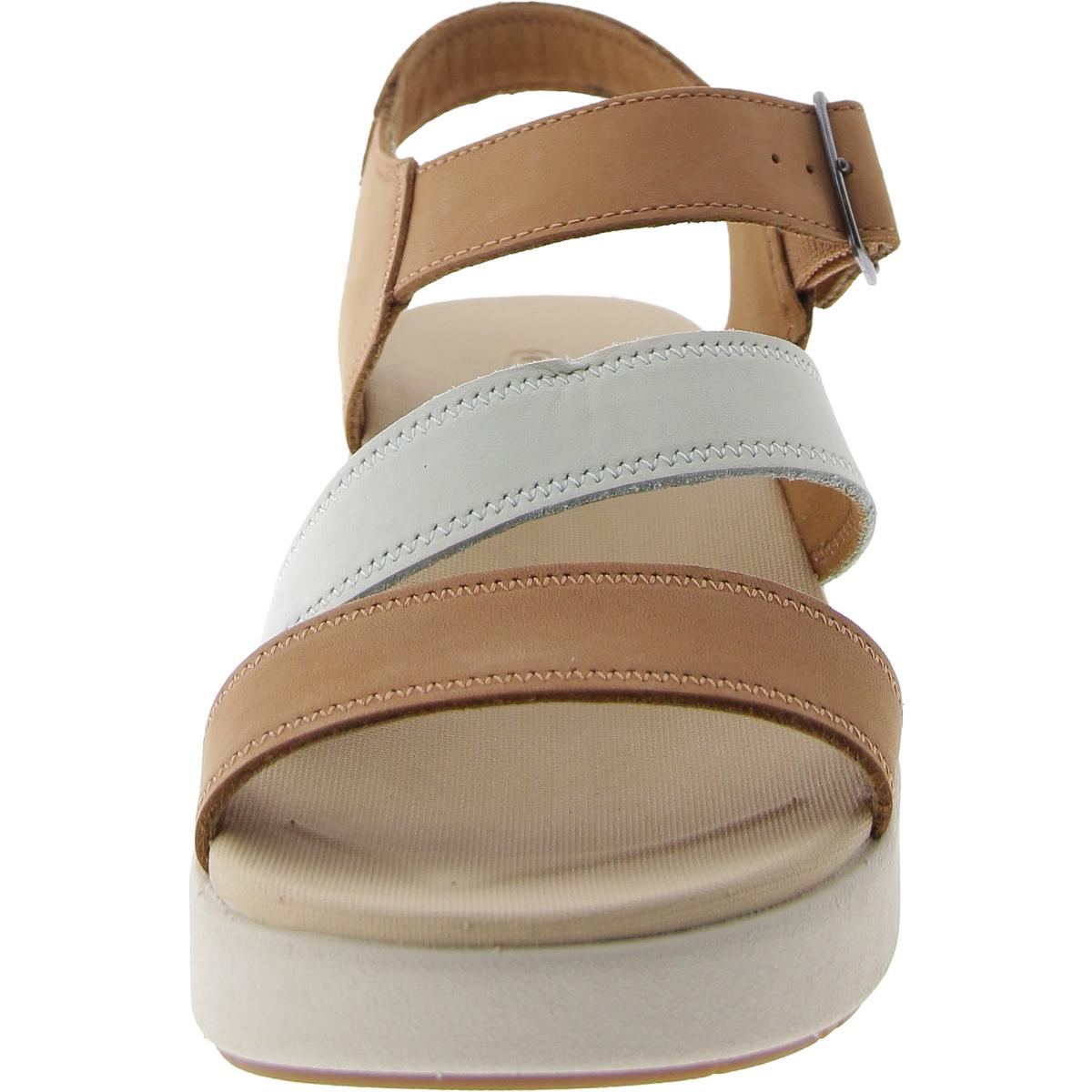 Ellecity Backstrap Womens Leather Ankle Strap Wedge Sandals