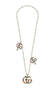 Gold-plated Metal Double G Crystal  Necklace