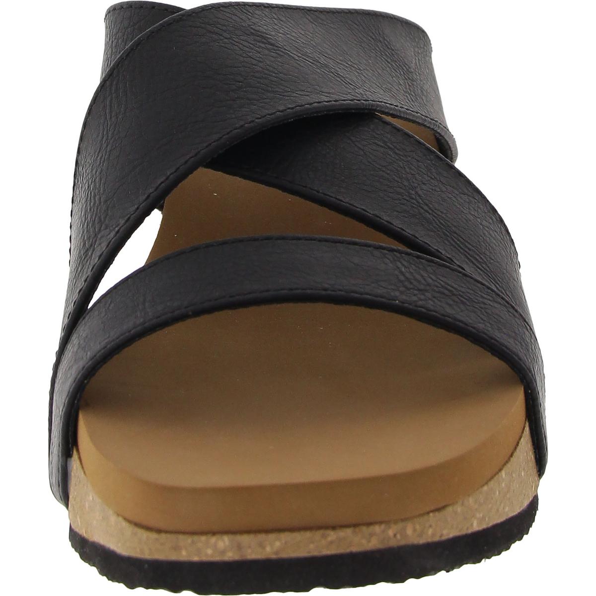 Chela Womens Criss-Cross Faux Leather Slide Sandals
