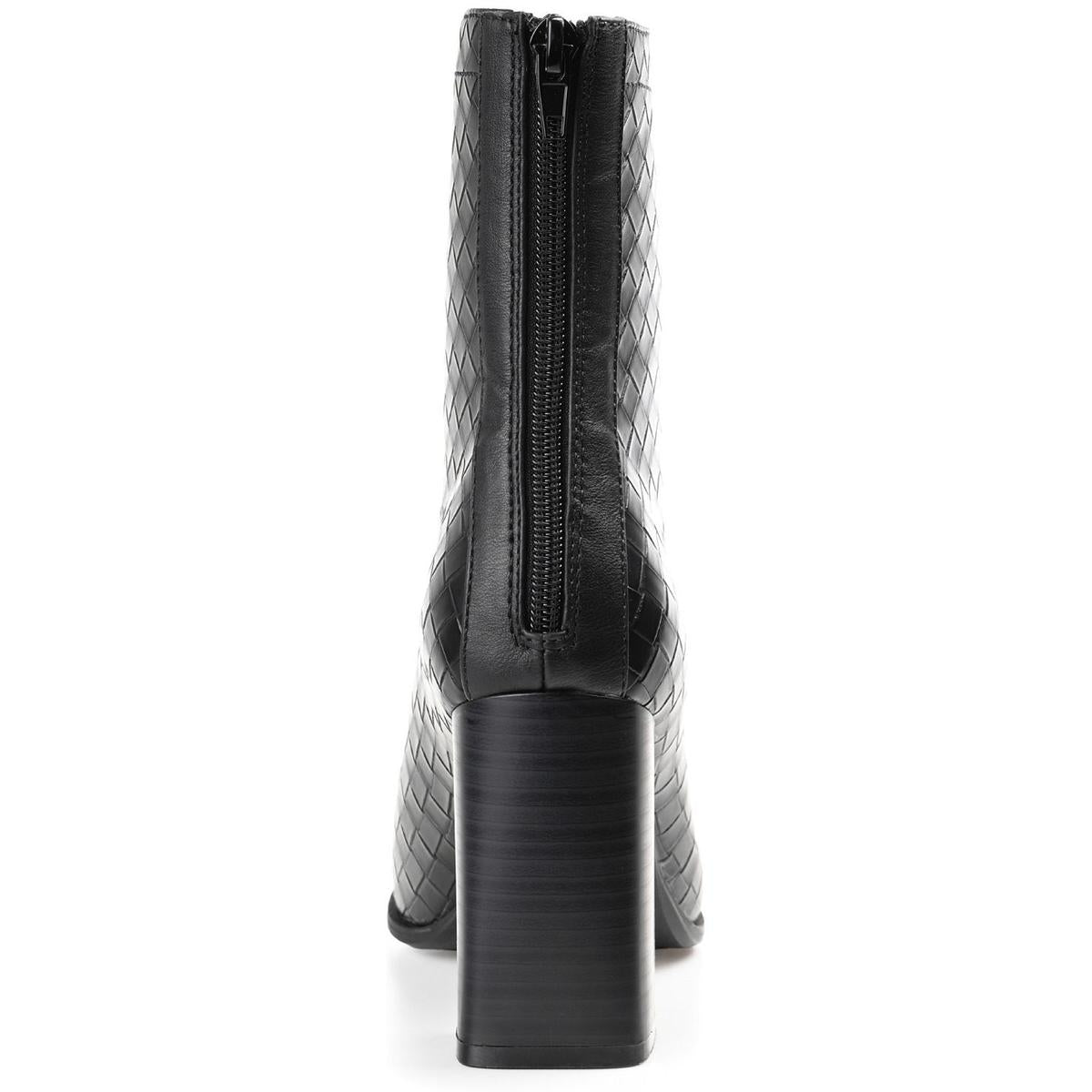 Brielle Womens Faux Leather Stacked Heel Mid-Calf Boots