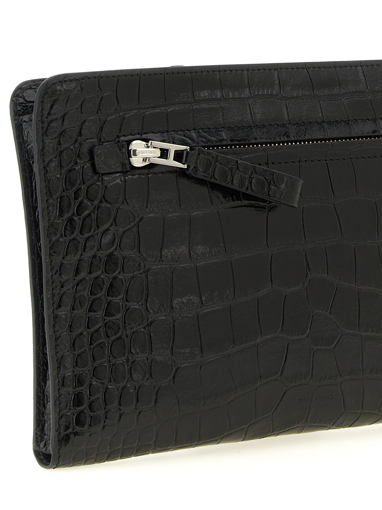 TOM FORD Tom Ford Men Croc Print Leather Clutch Bag