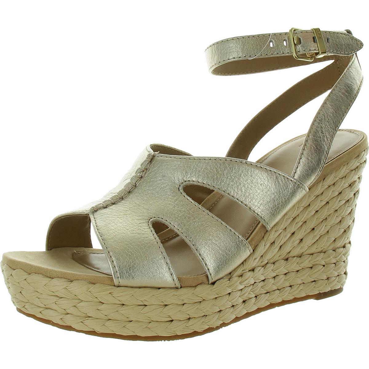 Careena Womens Leather Slip On Wedge Sandals