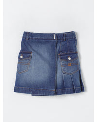 Givenchy Denim Pleated Skirt with Pockets Kids Blue