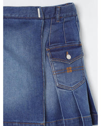Givenchy Denim Pleated Skirt with Pockets Kids Blue