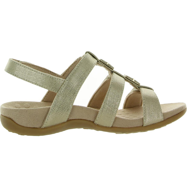 Amber Womens Faux Leather Wedge T-Strap Sandals