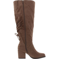 Womens Extra Wide Calf Faux Suede Knee-High Boots