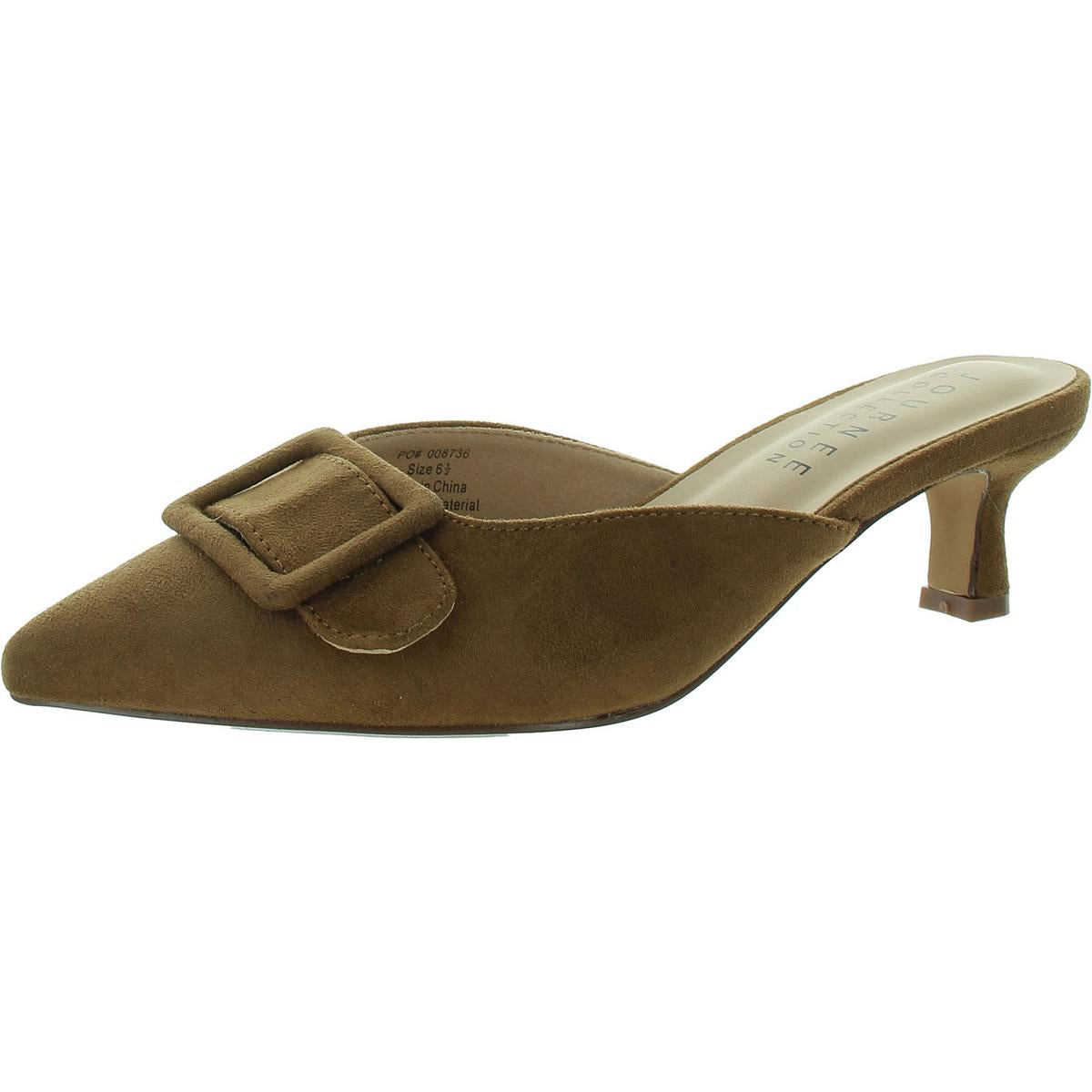Vianna Womens Faux Suede Kitten Mules 6.5 Medium Tan