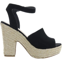 Fey Womens Buckle Block Heel Platform Sandals