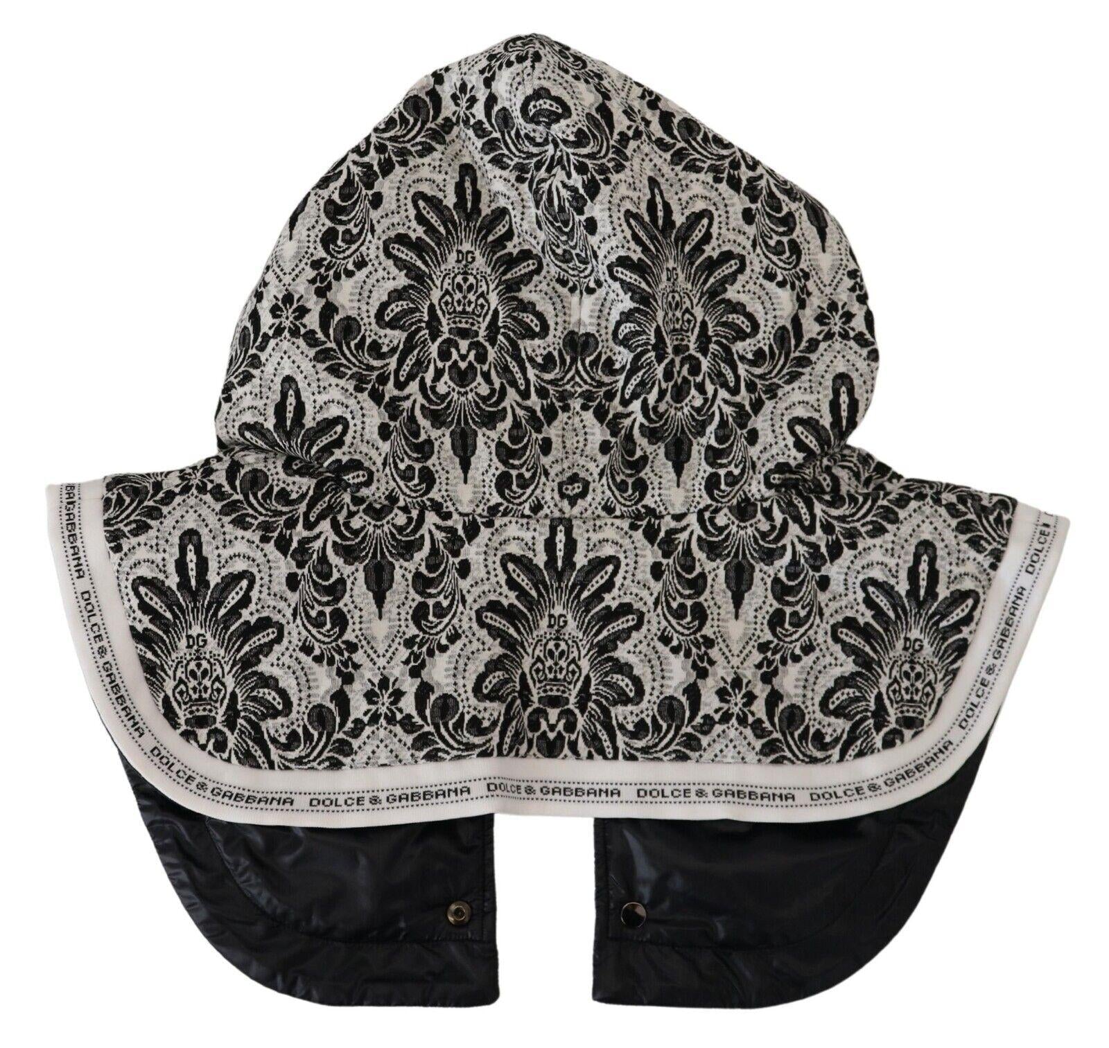 Dolce & Gabbana  BlackWhite Damask Lace Hooded Cape