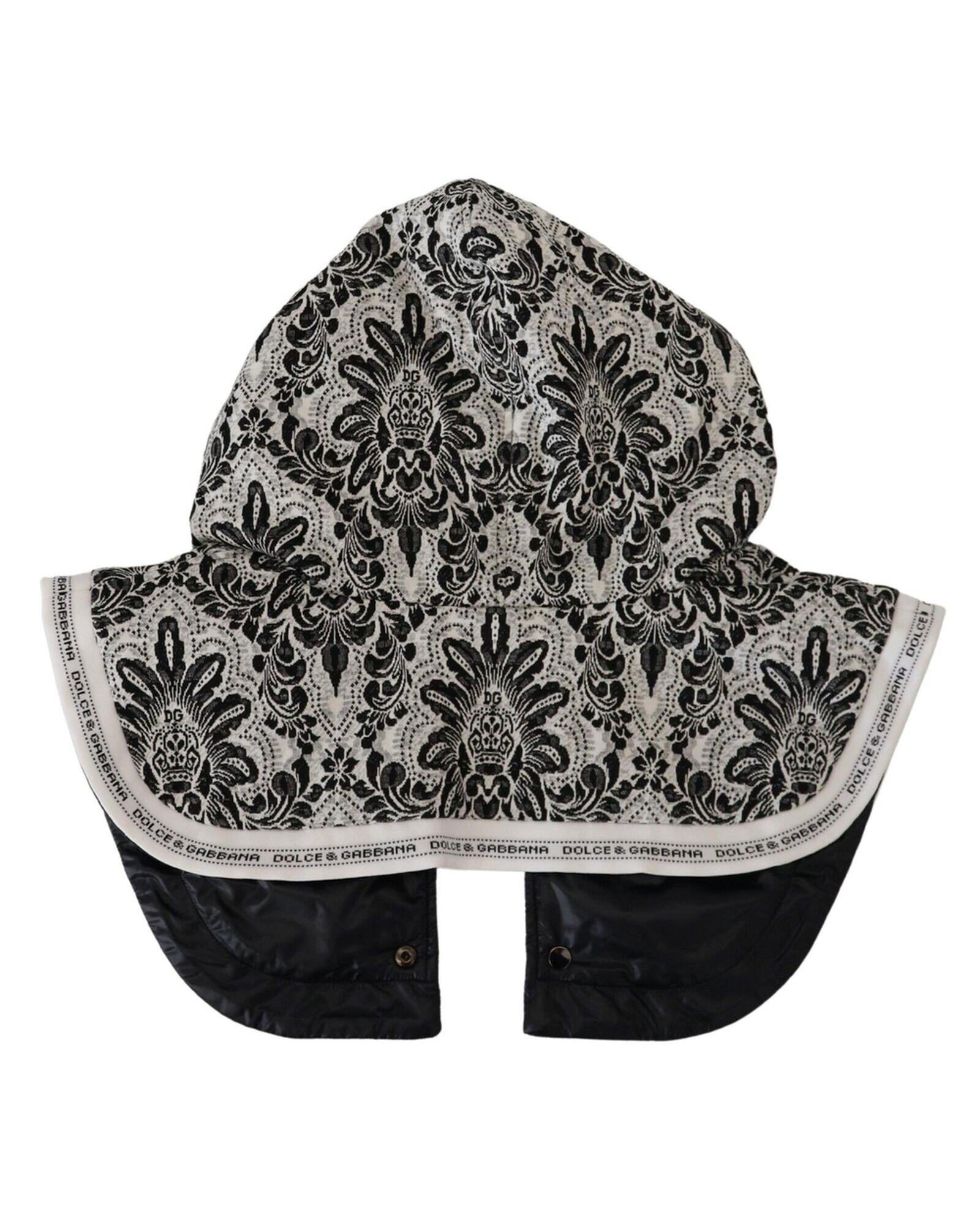 Dolce & Gabbana  BlackWhite Damask Lace Hooded Cape