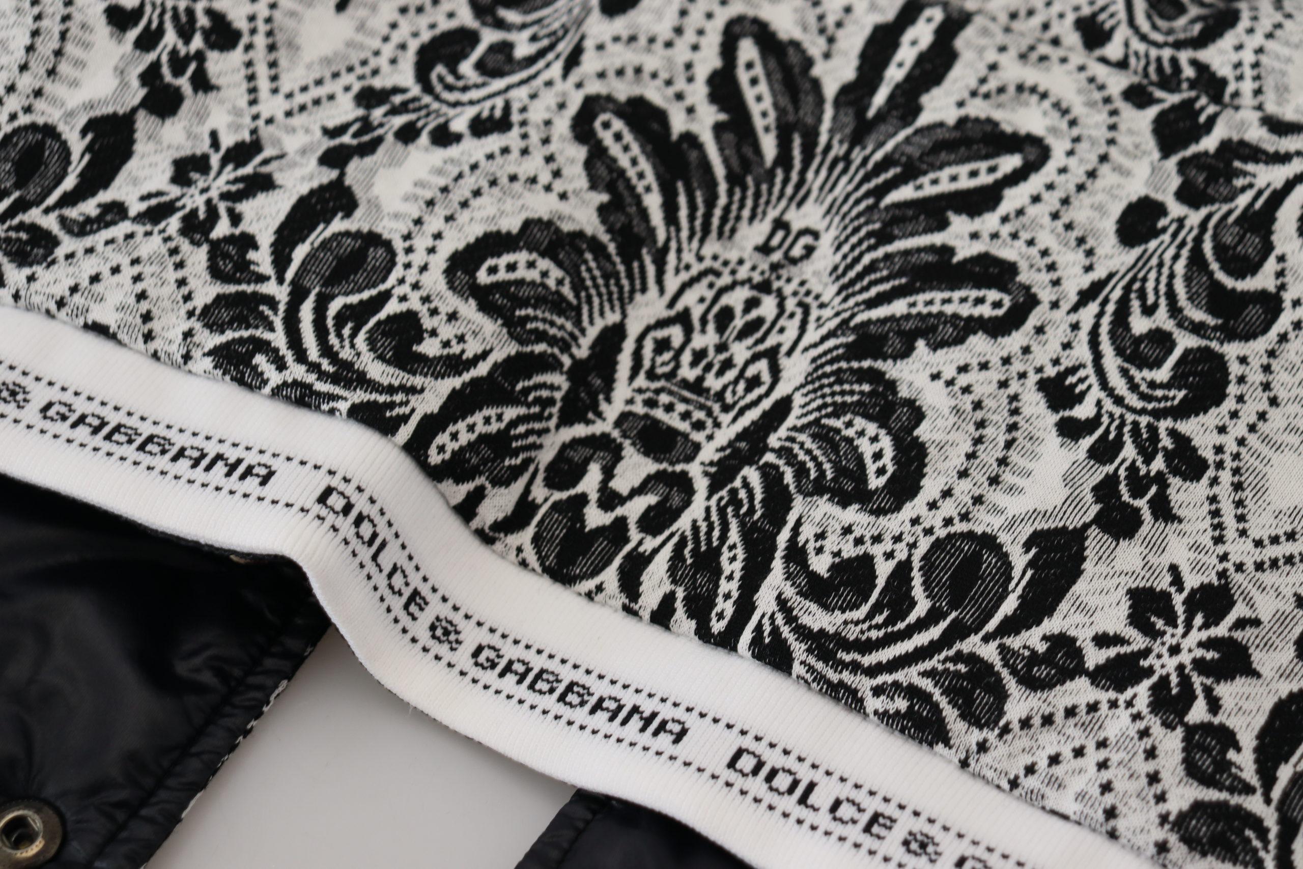 Dolce & Gabbana  BlackWhite Damask Lace Hooded Cape