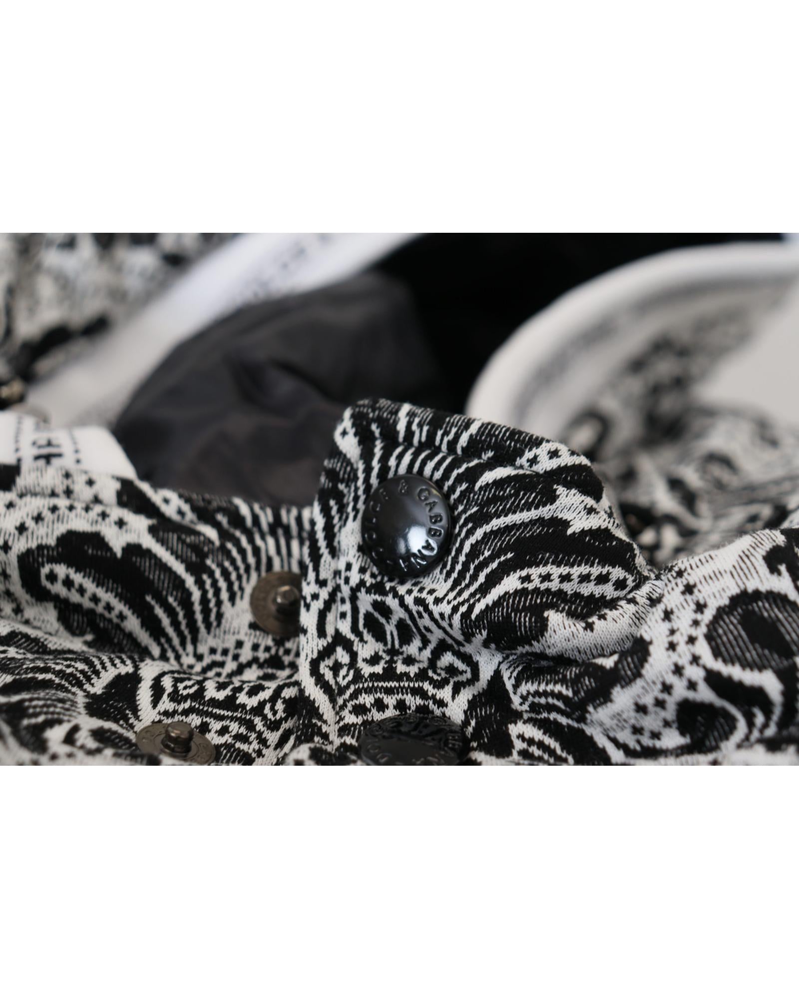 Dolce & Gabbana  BlackWhite Damask Lace Hooded Cape