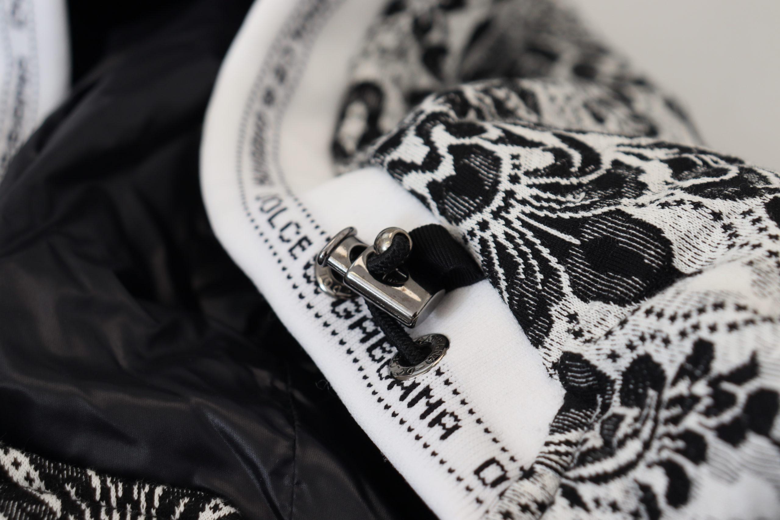 Dolce & Gabbana  BlackWhite Damask Lace Hooded Cape
