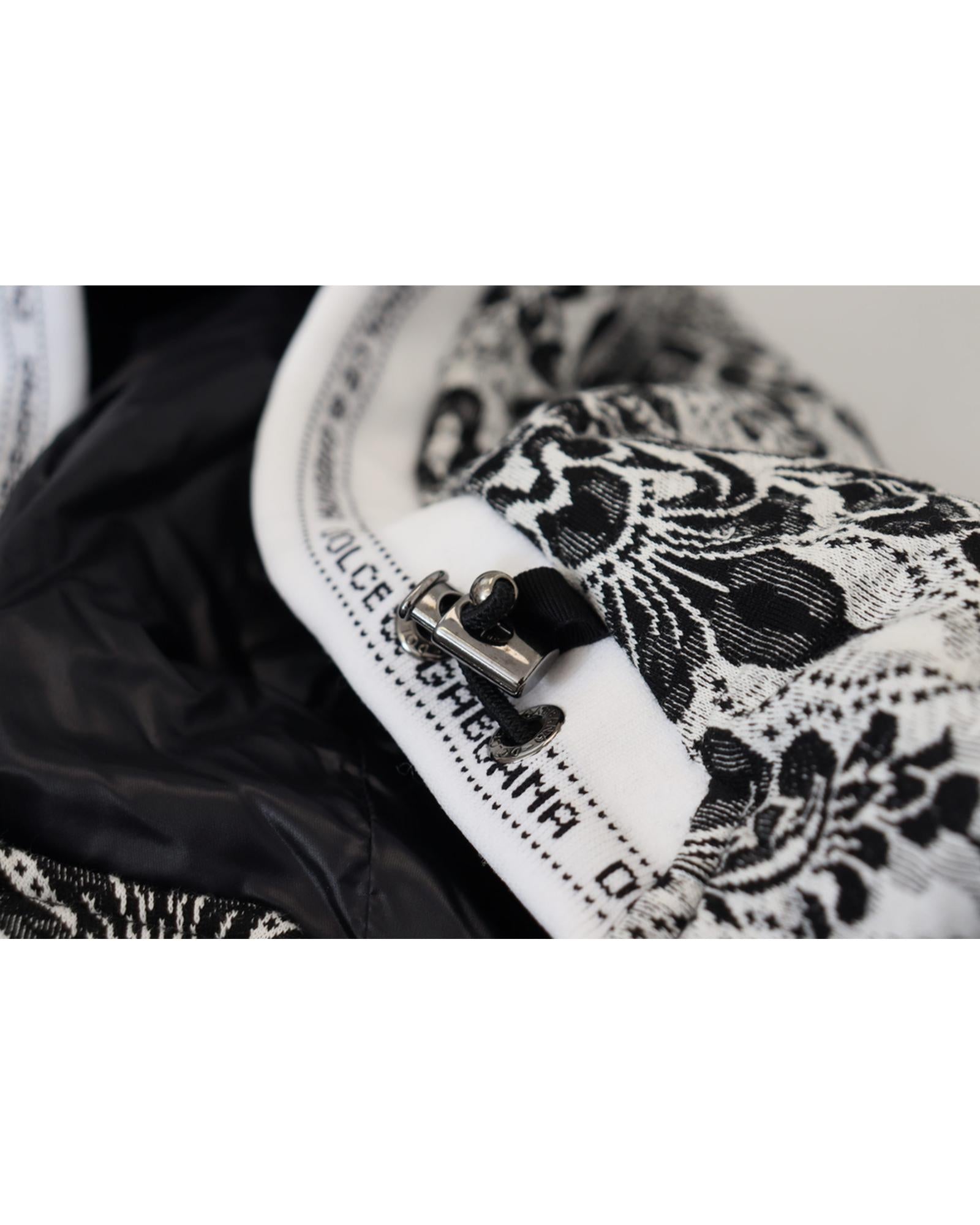 Dolce & Gabbana  BlackWhite Damask Lace Hooded Cape