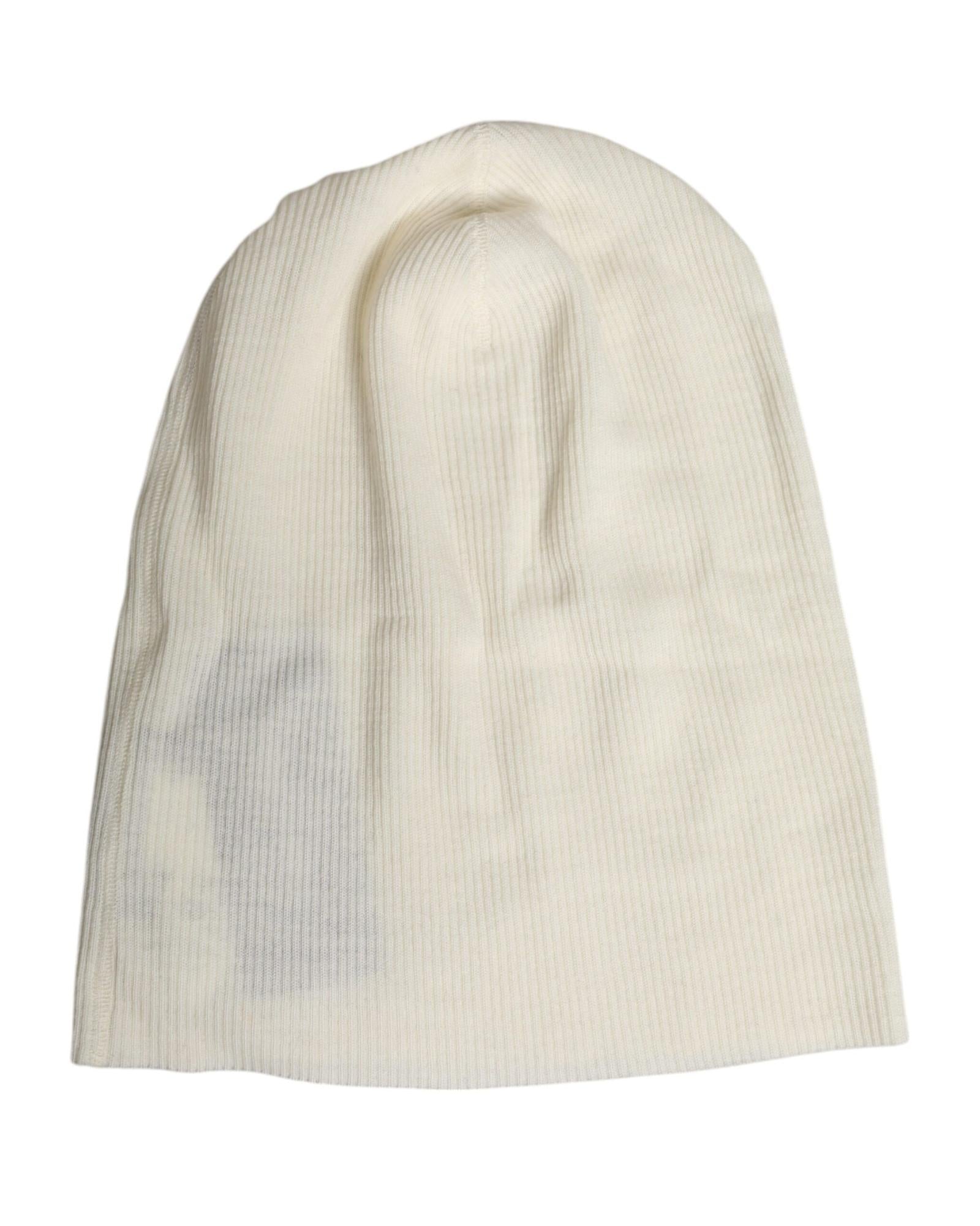 Dolce & Gabbana Cashmere Ribbed Beanie Men Beige Hats