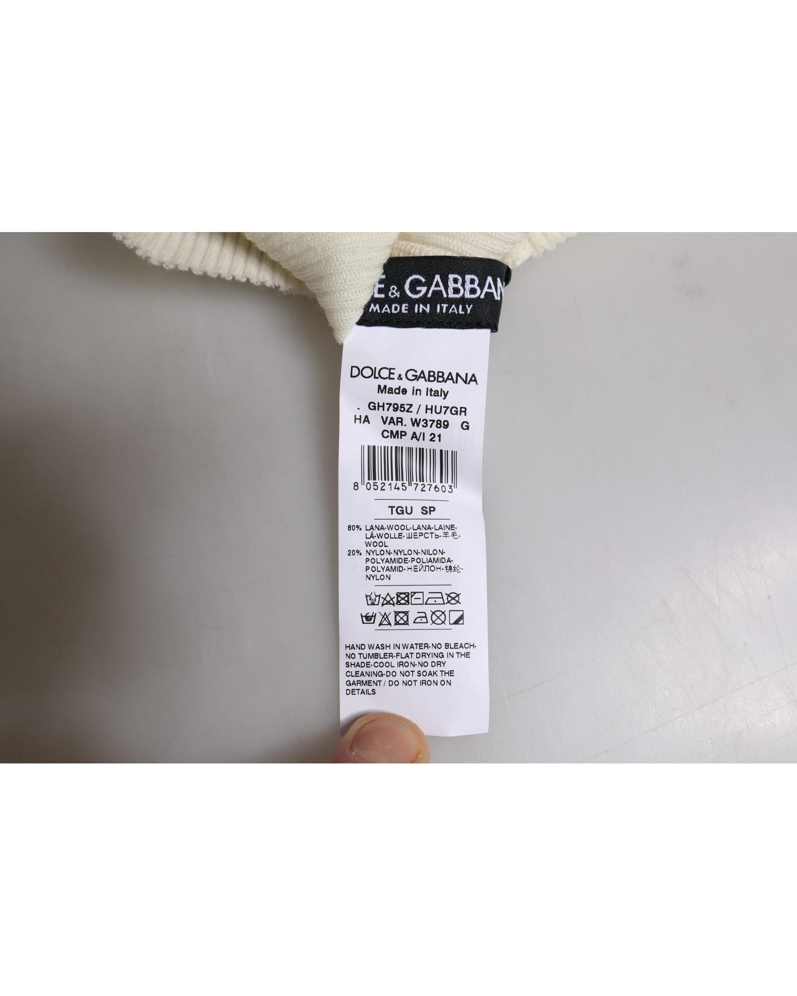 Dolce & Gabbana Cashmere Ribbed Beanie Men Beige Hats