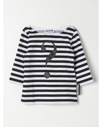 Moschino Question Mark Striped Top Kids White T-Shirts