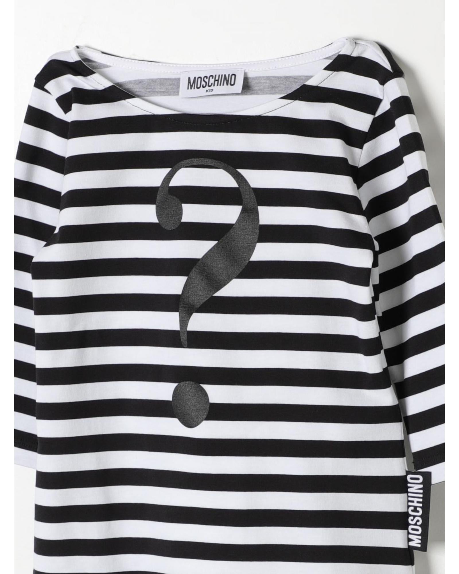 Moschino Question Mark Striped Top Kids White T-Shirts