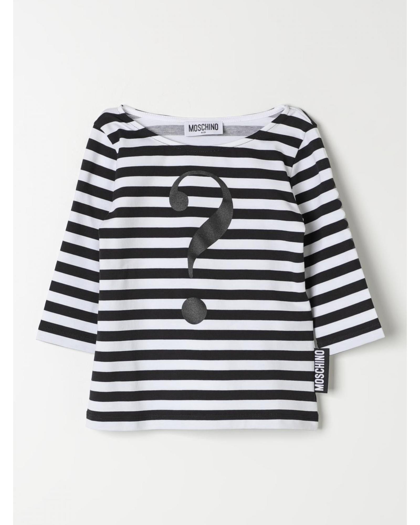 Moschino Question Mark Striped Top Kids White T-Shirts