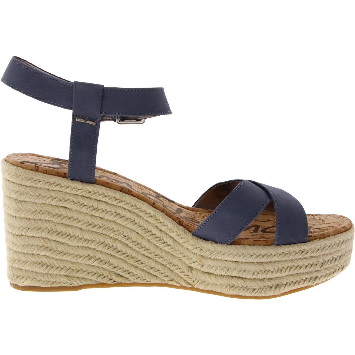 Destin Womens Nubuck Ankle Strap Wedge Sandals