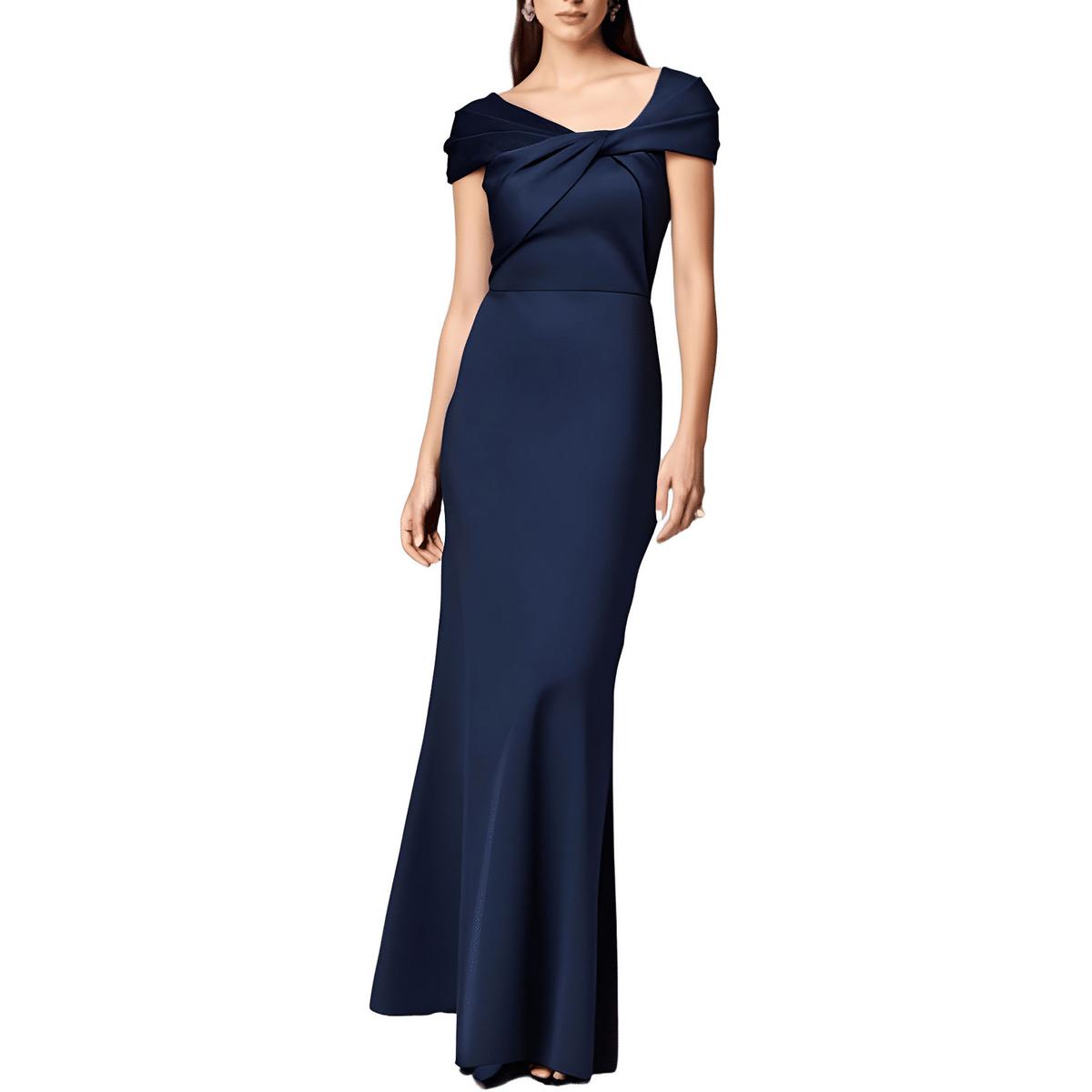 Womens Pleated Polyester Evening Dress Regular 6 (S) Navy