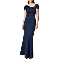 Womens Pleated Polyester Evening Dress Regular 6 (S) Navy