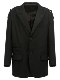Yohji Yamamoto Men Single-Breasted Blazer With Strap Detail