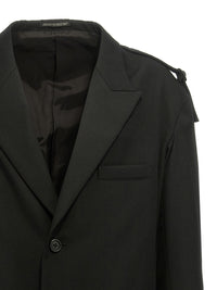 Yohji Yamamoto Men Single-Breasted Blazer With Strap Detail