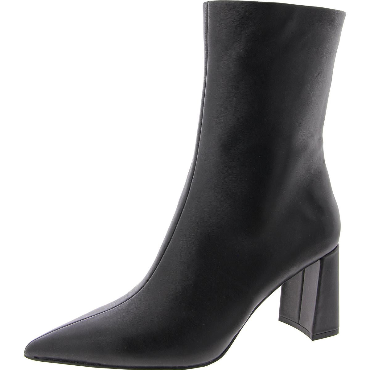 Womens Block Heel Pointed Toe Mid-Calf Boots