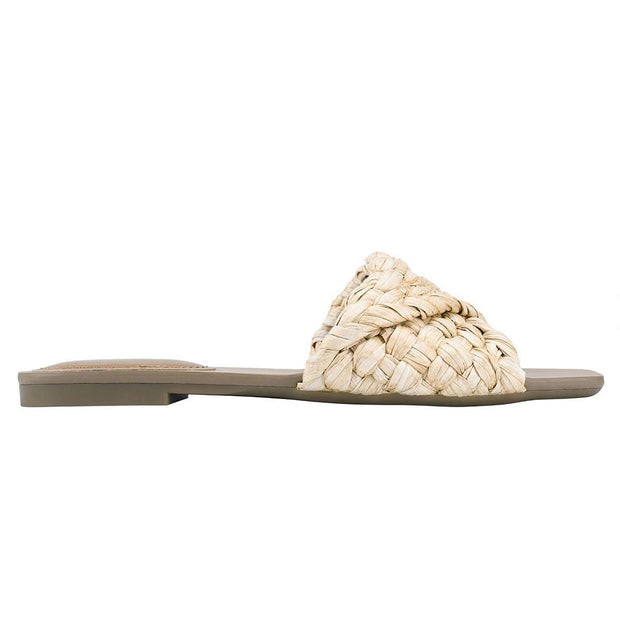 Moral Womens Faux Leather Woven Slide Sandals