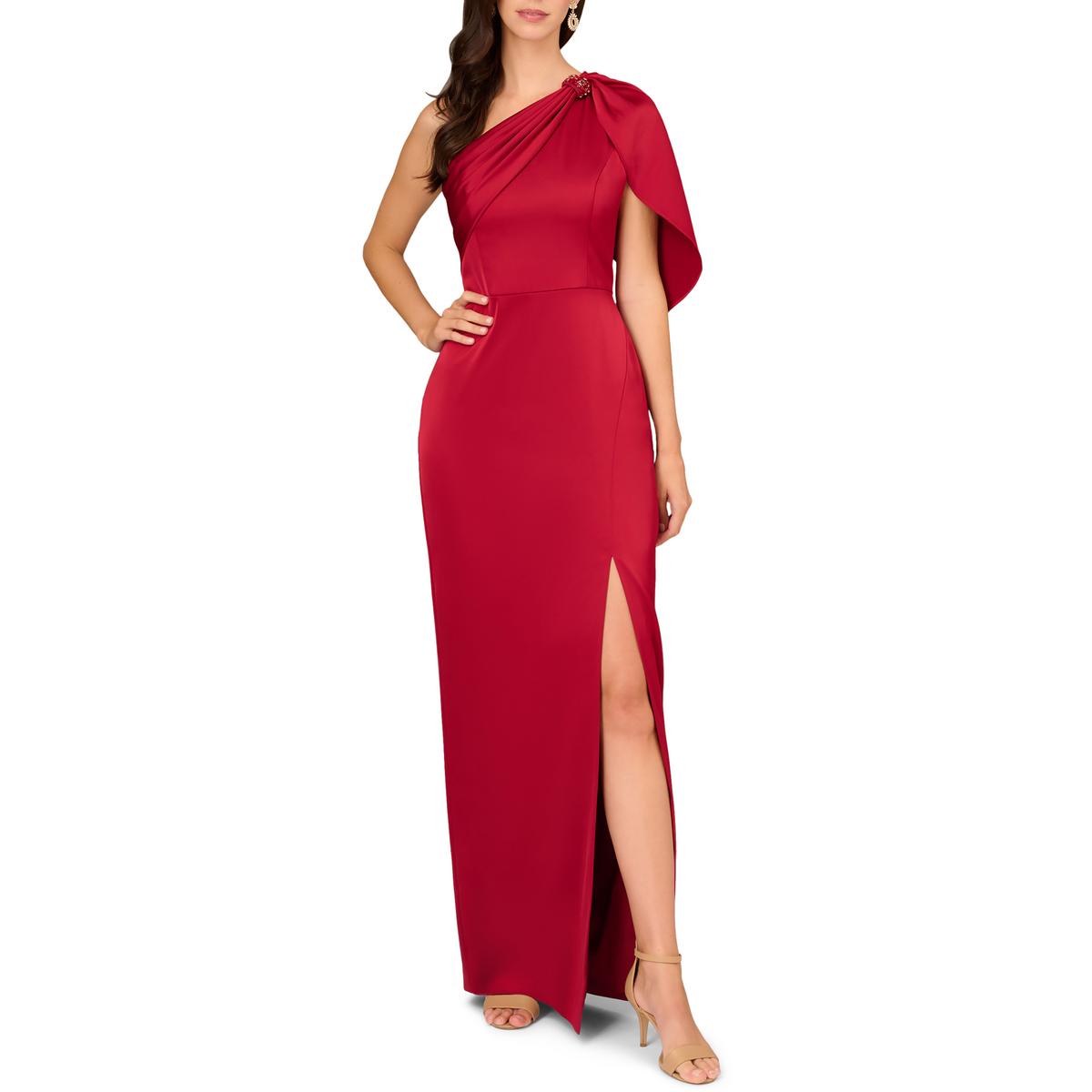 Womens Satin One Shoulder Evening Dress
