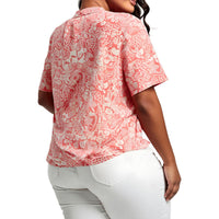 Plus Camp Shirt Womens Printed Knit Button-Down Top