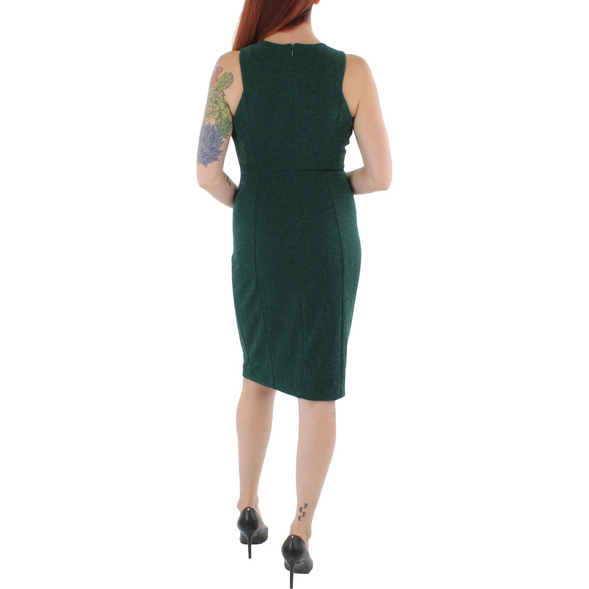Womens Metallic Knee-Length Sheath Dress