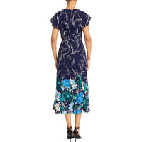 Womens Floral Print Polyester Midi Dress