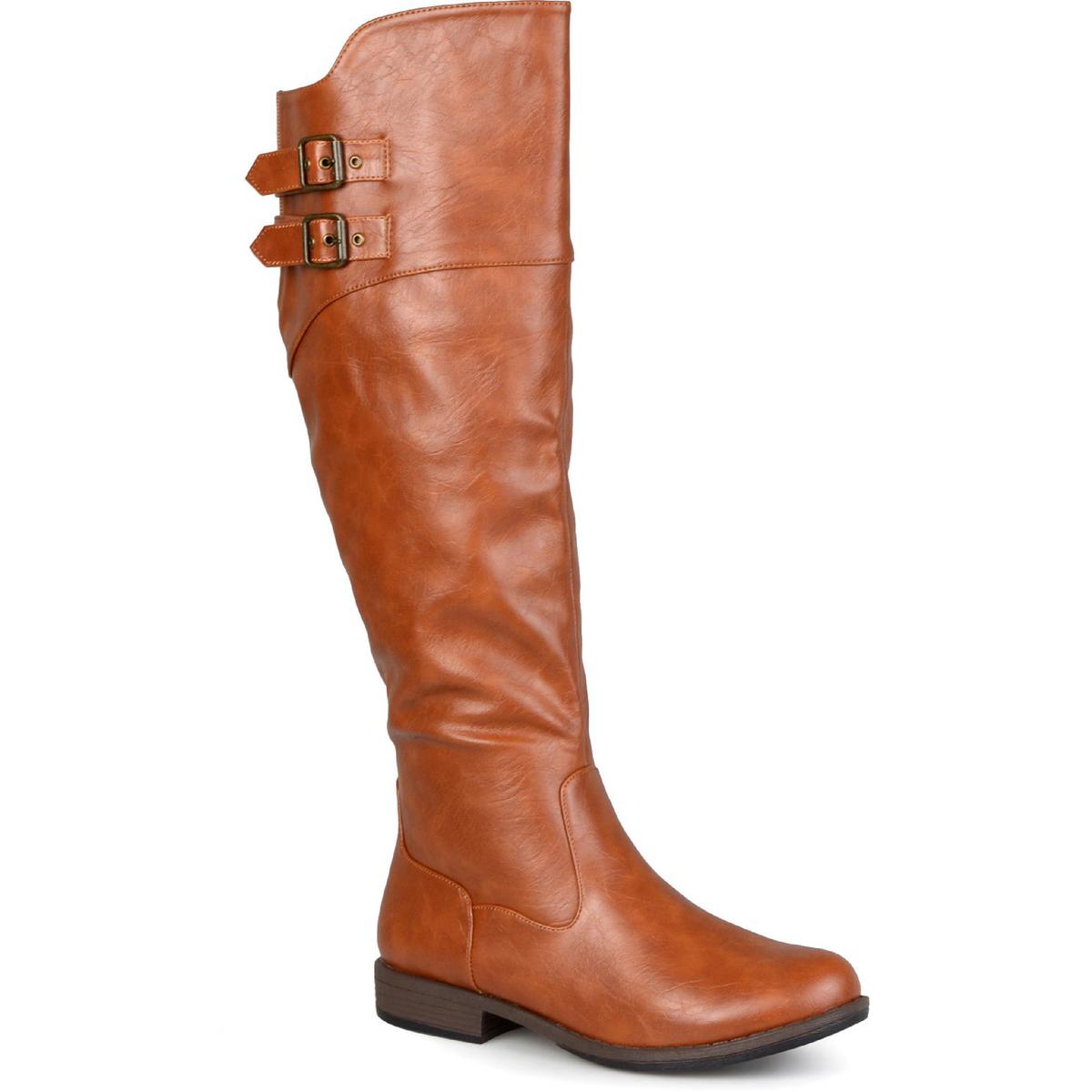 Tori Womens Faux Leather Zipper Knee-High Boots