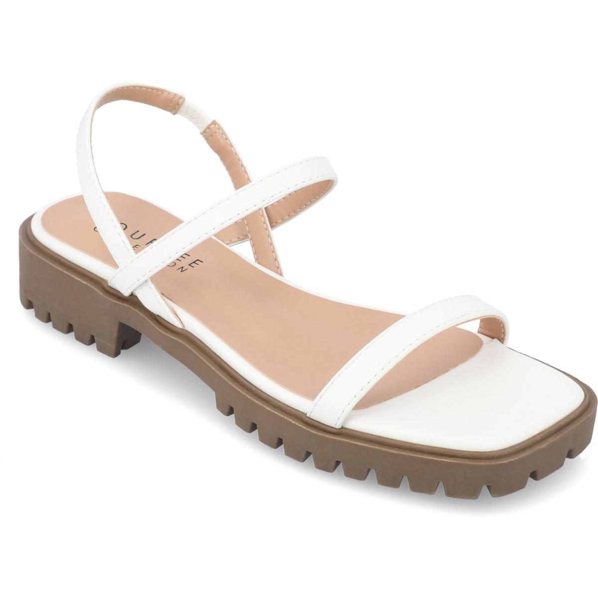 Nylah Womens Cushioned Footbed Faux Leather Ankle Strap 9.5 Medium White