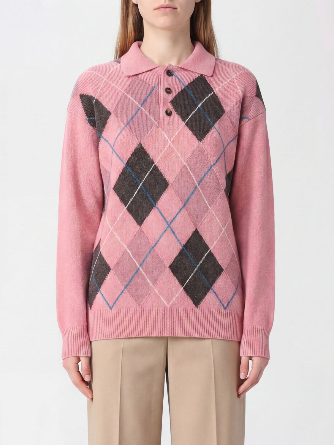 Jw Anderson Women Pink Wool Polo Shirt