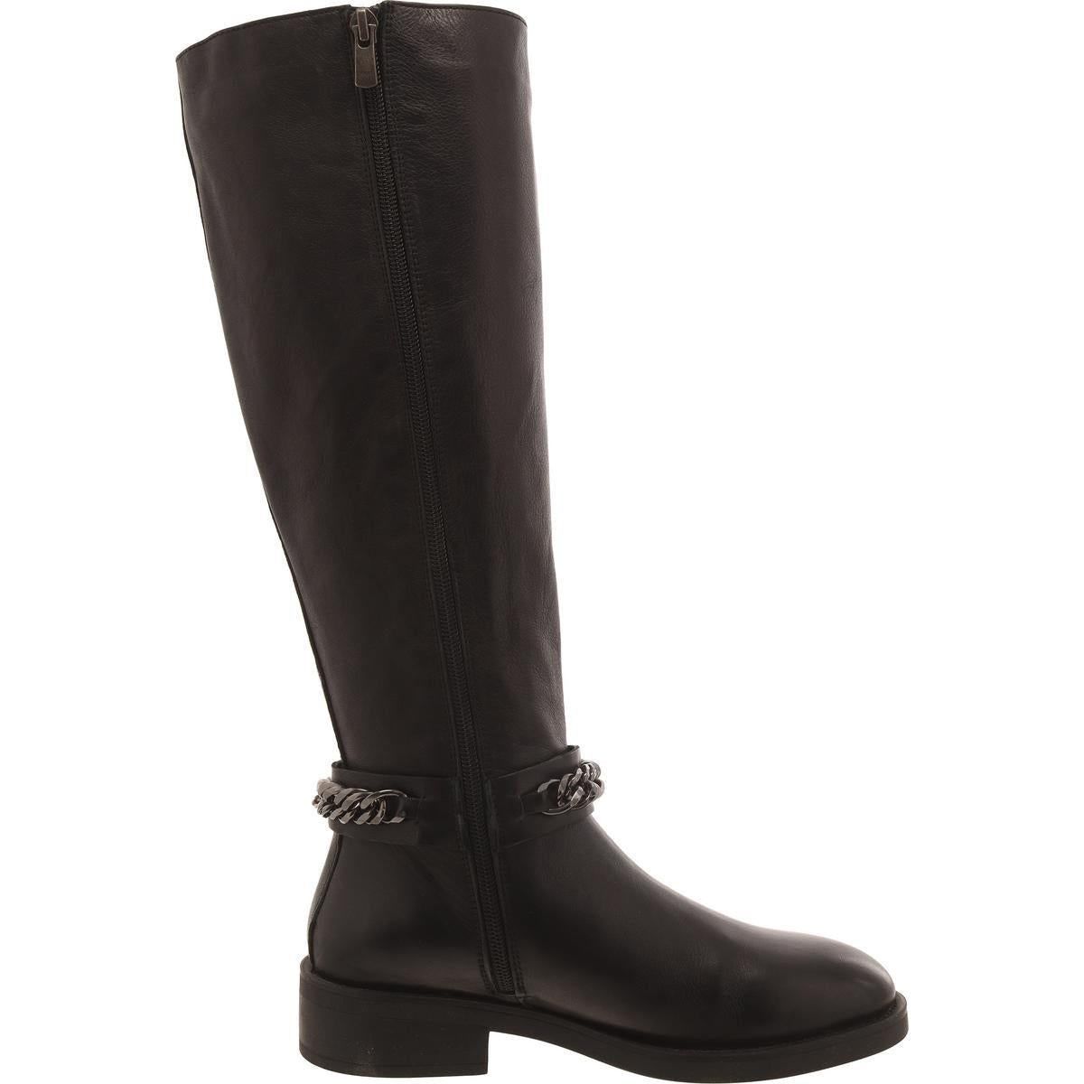Quin Womens Leather Chain Knee-High Boots
