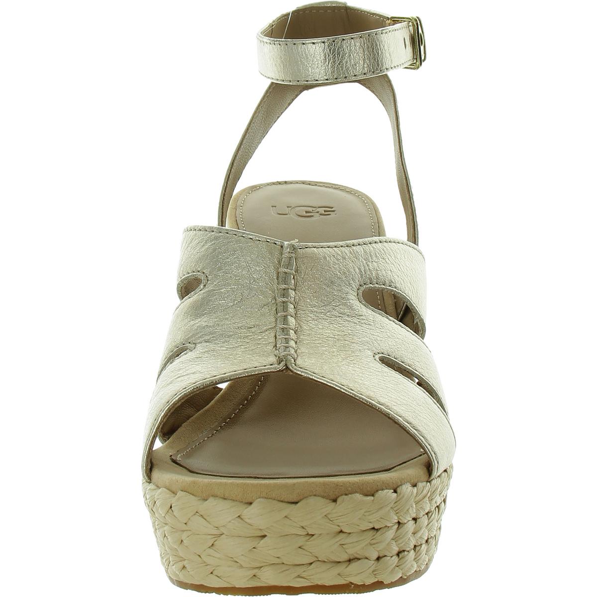 Careena Womens Leather Slip On Wedge Sandals