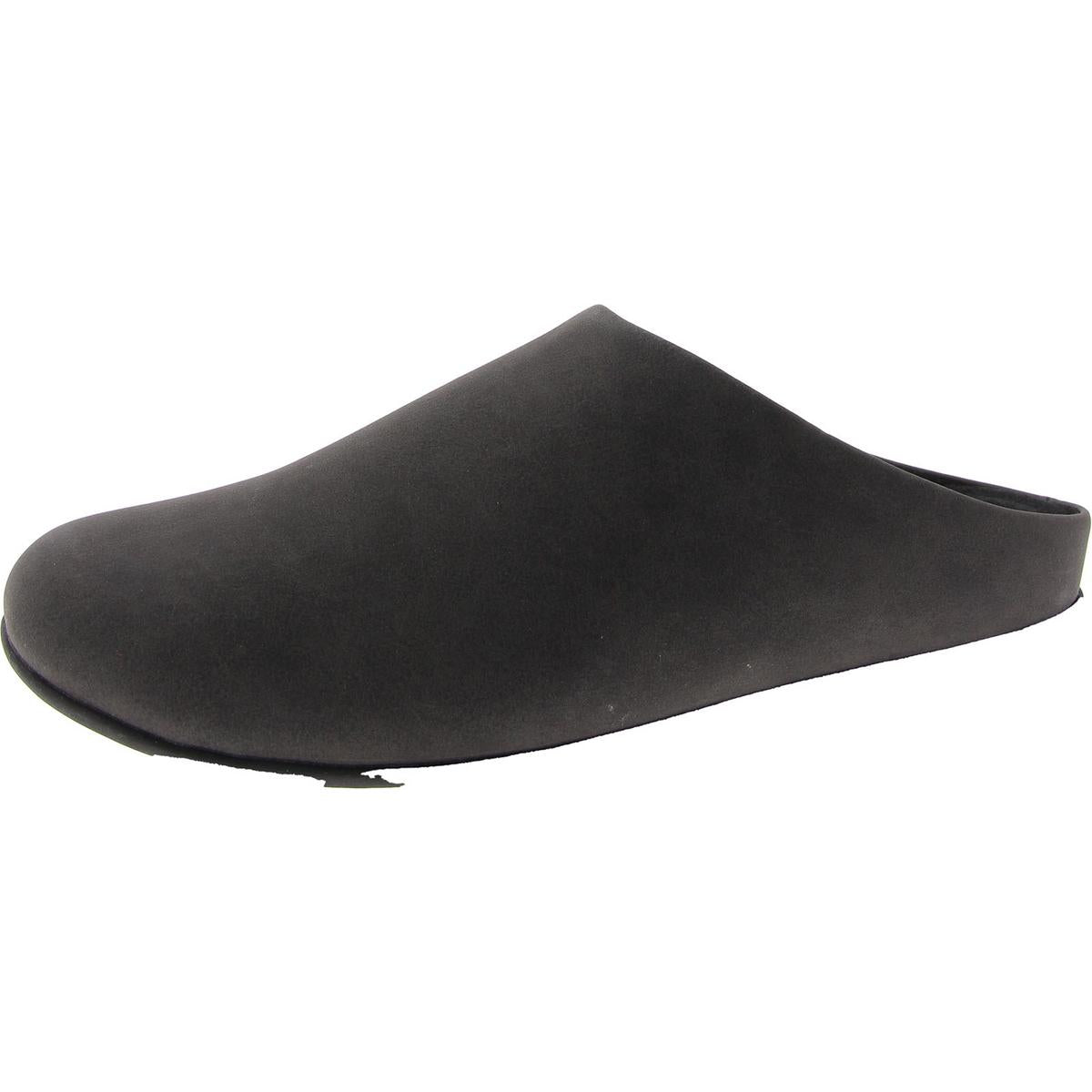 Shove Mule Mens Leather Slip On Mule Slippers Black